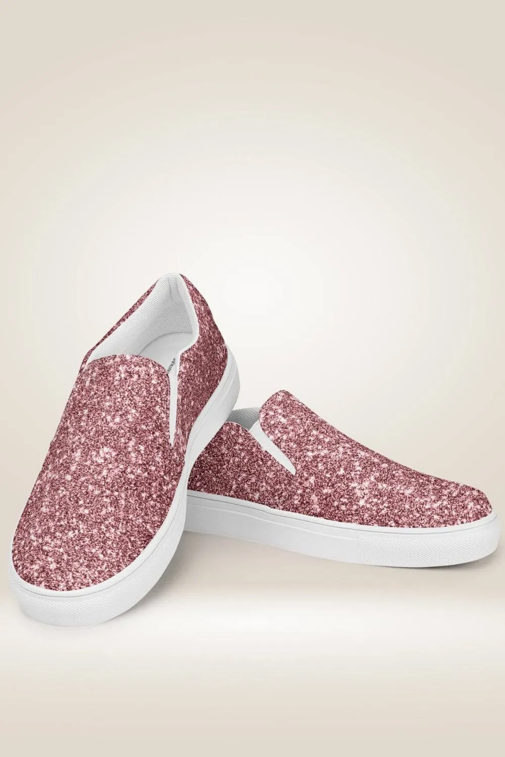 Pink Glitter Print Slip On Canvas Shoes