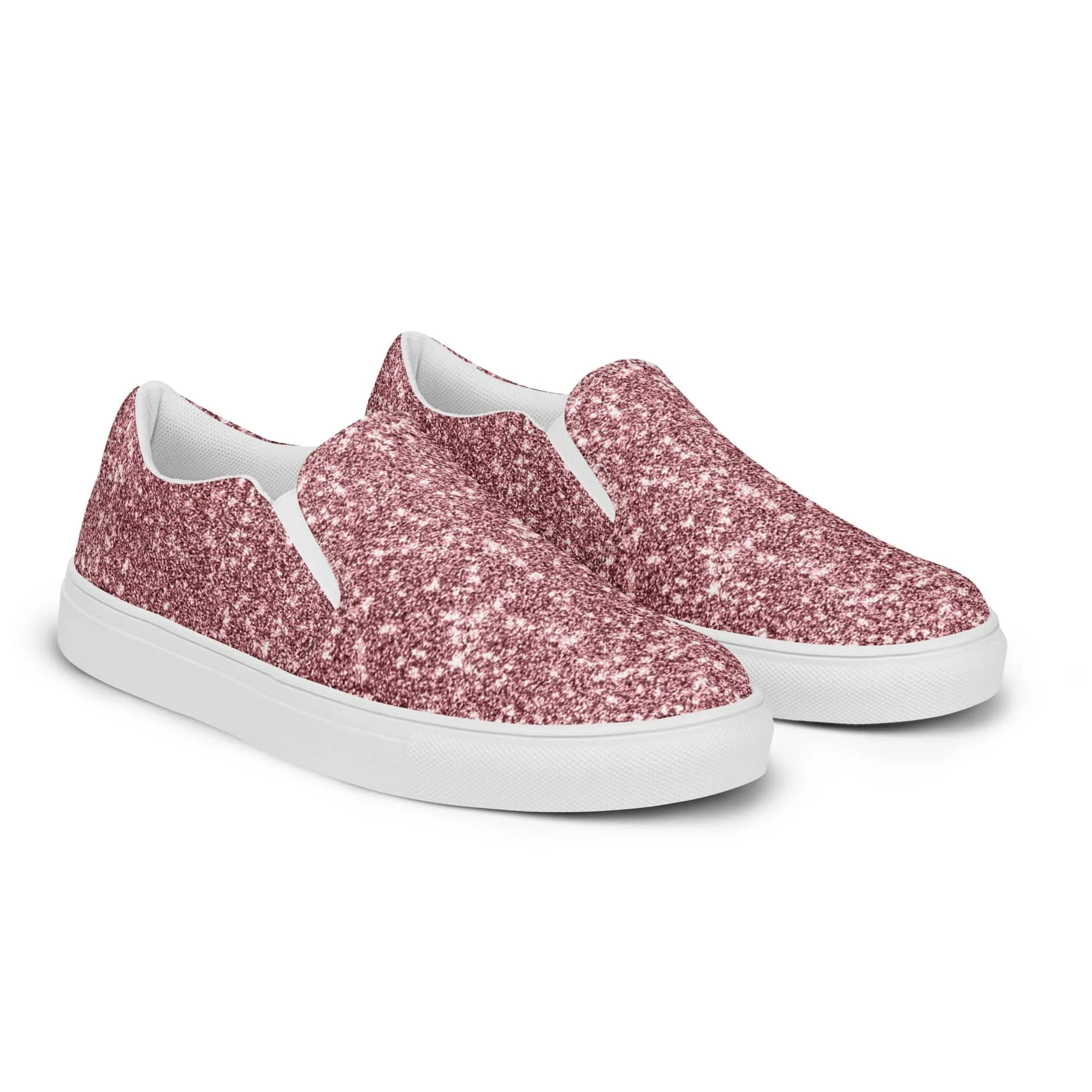 Pink Glitter Print Slip On Canvas Shoes