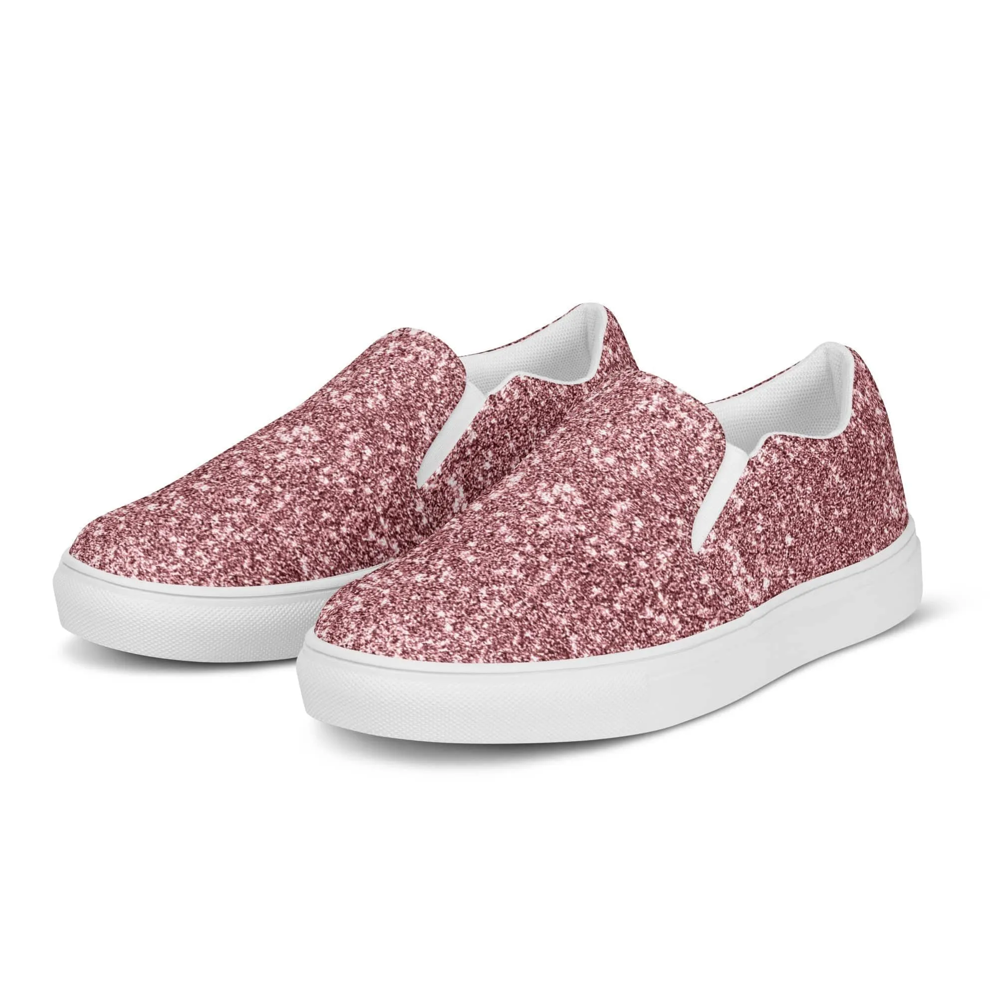 Pink Glitter Print Slip On Canvas Shoes