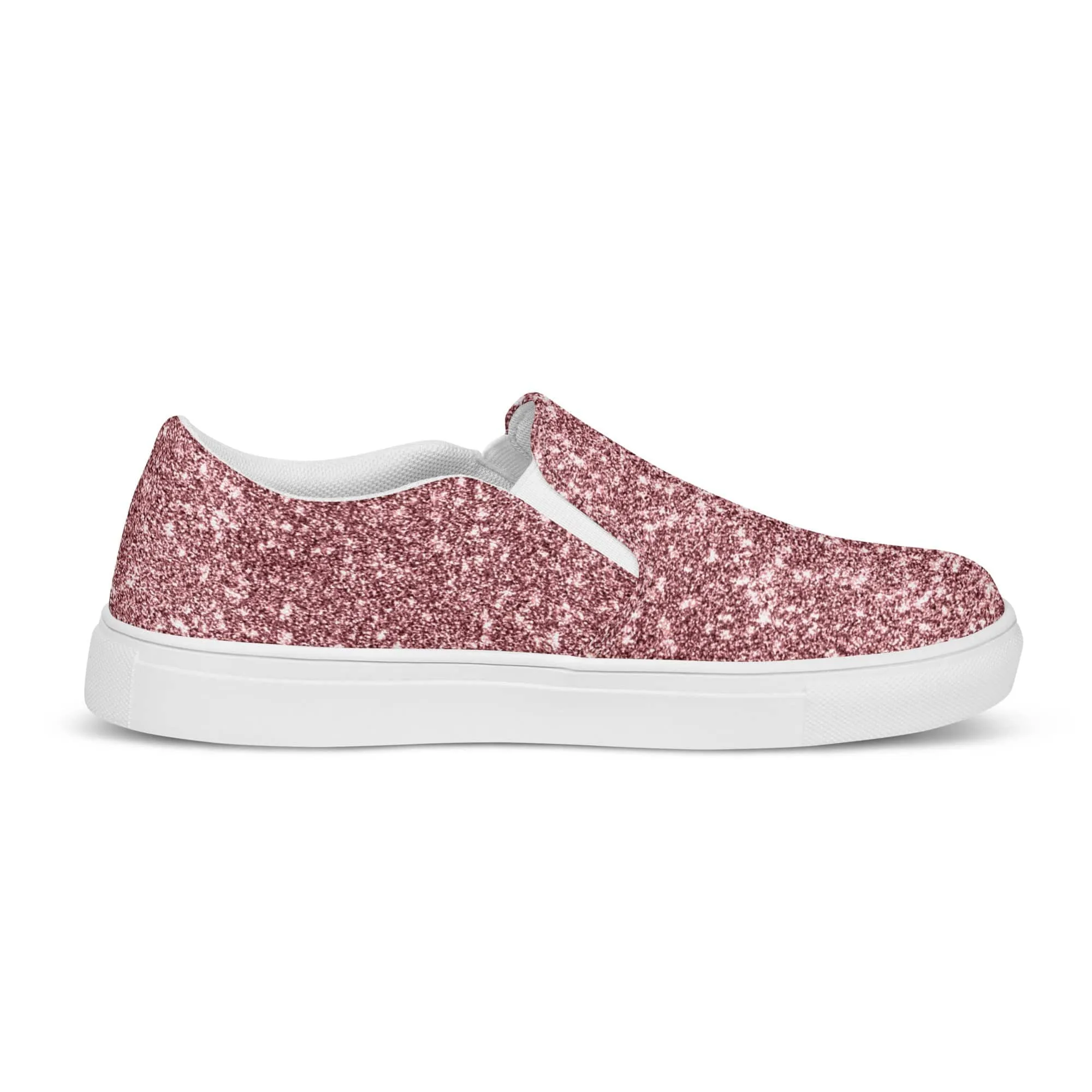 Pink Glitter Print Slip On Canvas Shoes