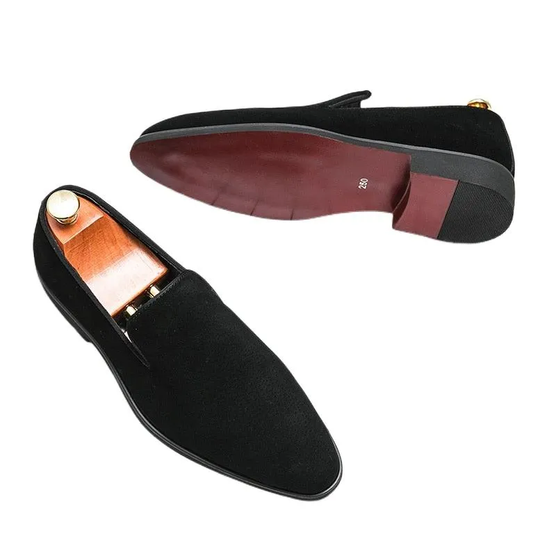 Red Sole Suede Formal Men Loafers - Men Shoes