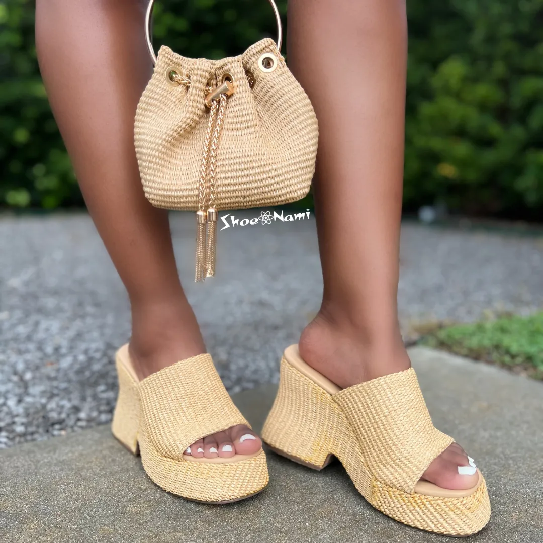 ROLA-1 Raffia Natural Open Toe