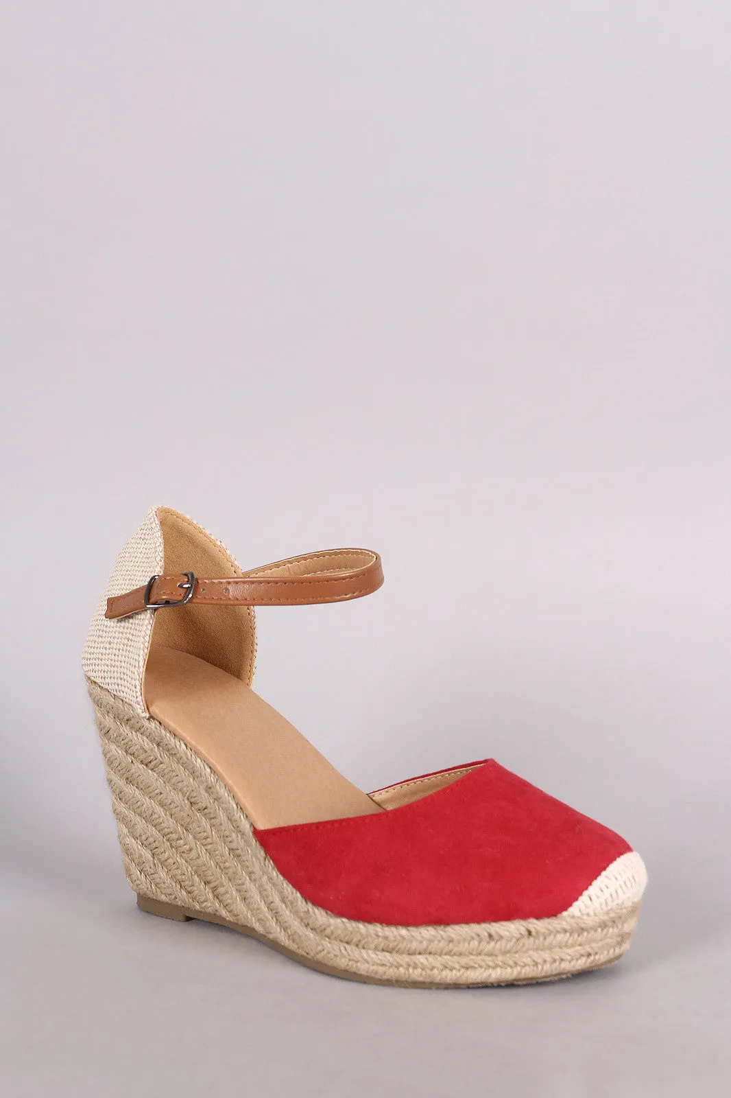 Round Toe Ankle strap Espadrille Platform Wedge