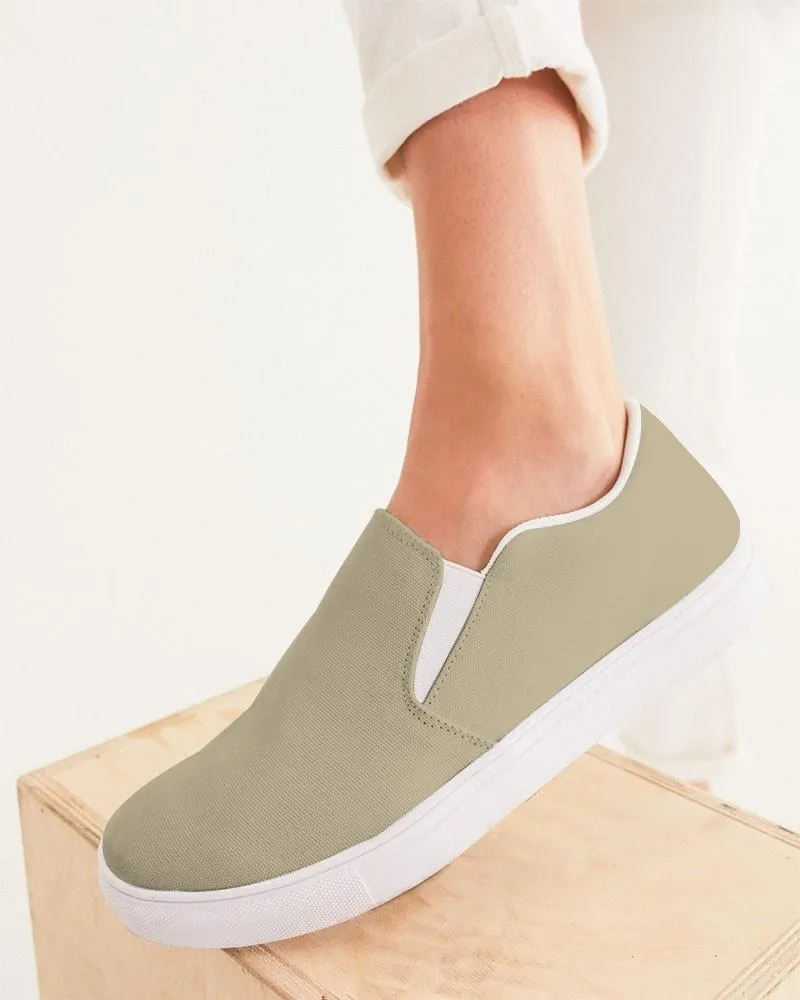 Shaded Pale Pastel Yellow Brown Slip-On Canvas Sneakers | Women's | C0M8Y30K30