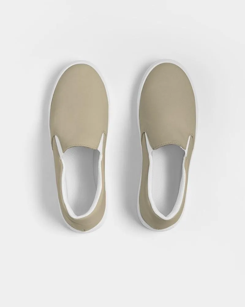 Shaded Pale Pastel Yellow Brown Slip-On Canvas Sneakers | Women's | C0M8Y30K30