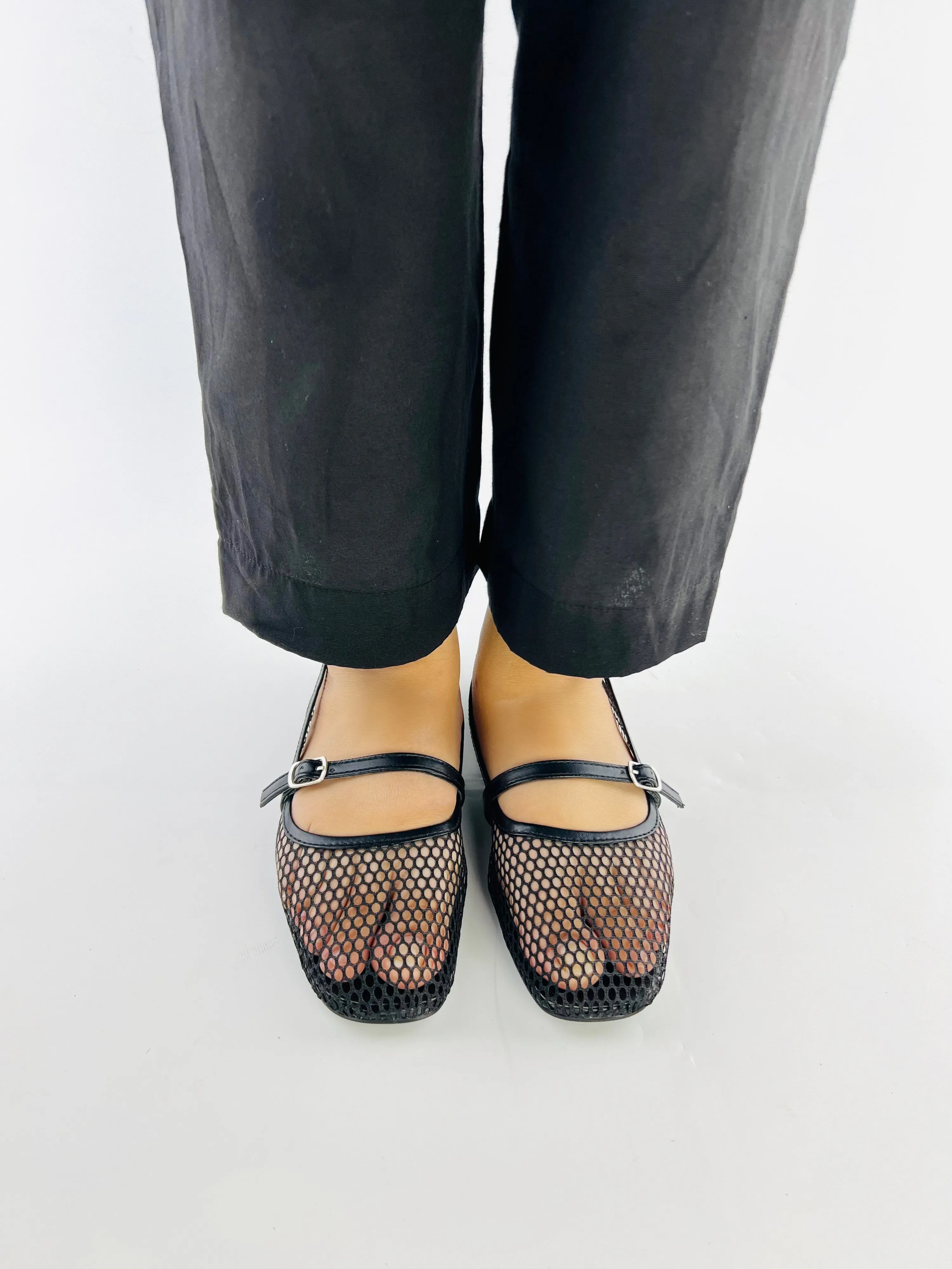 Spunkz Black Mesh Ballet Fishnet Flats