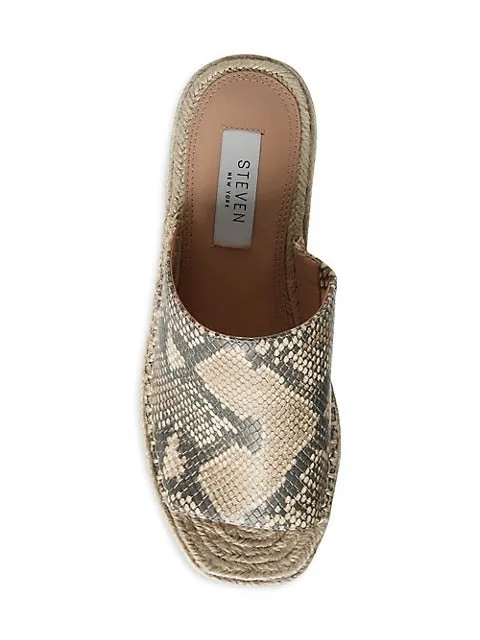 Steve Madden Women's Jog Croc Embossed Espadrille Wedges NAT MULTI