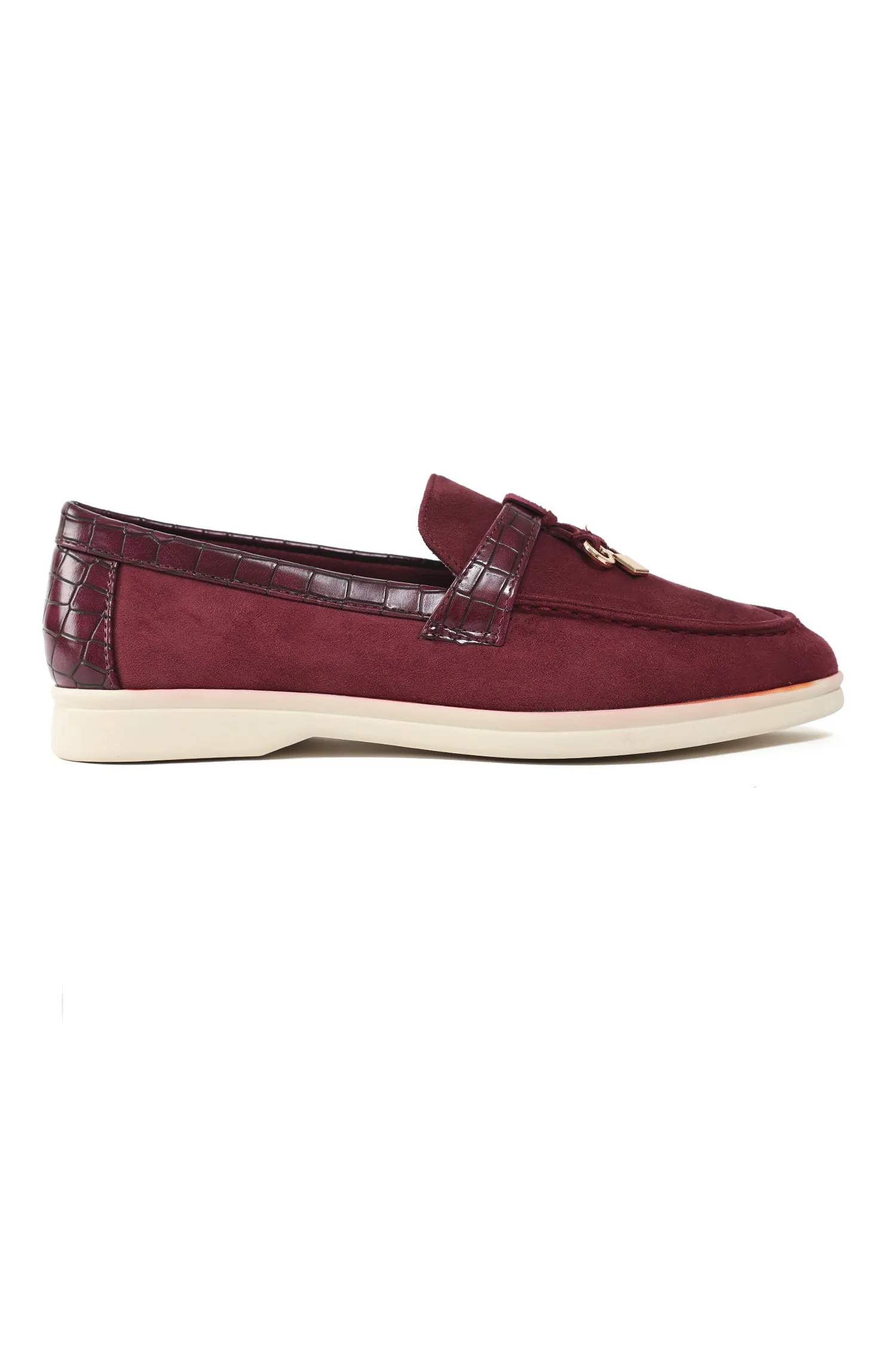 SUEDE CHARM LOAFERS-MAROON