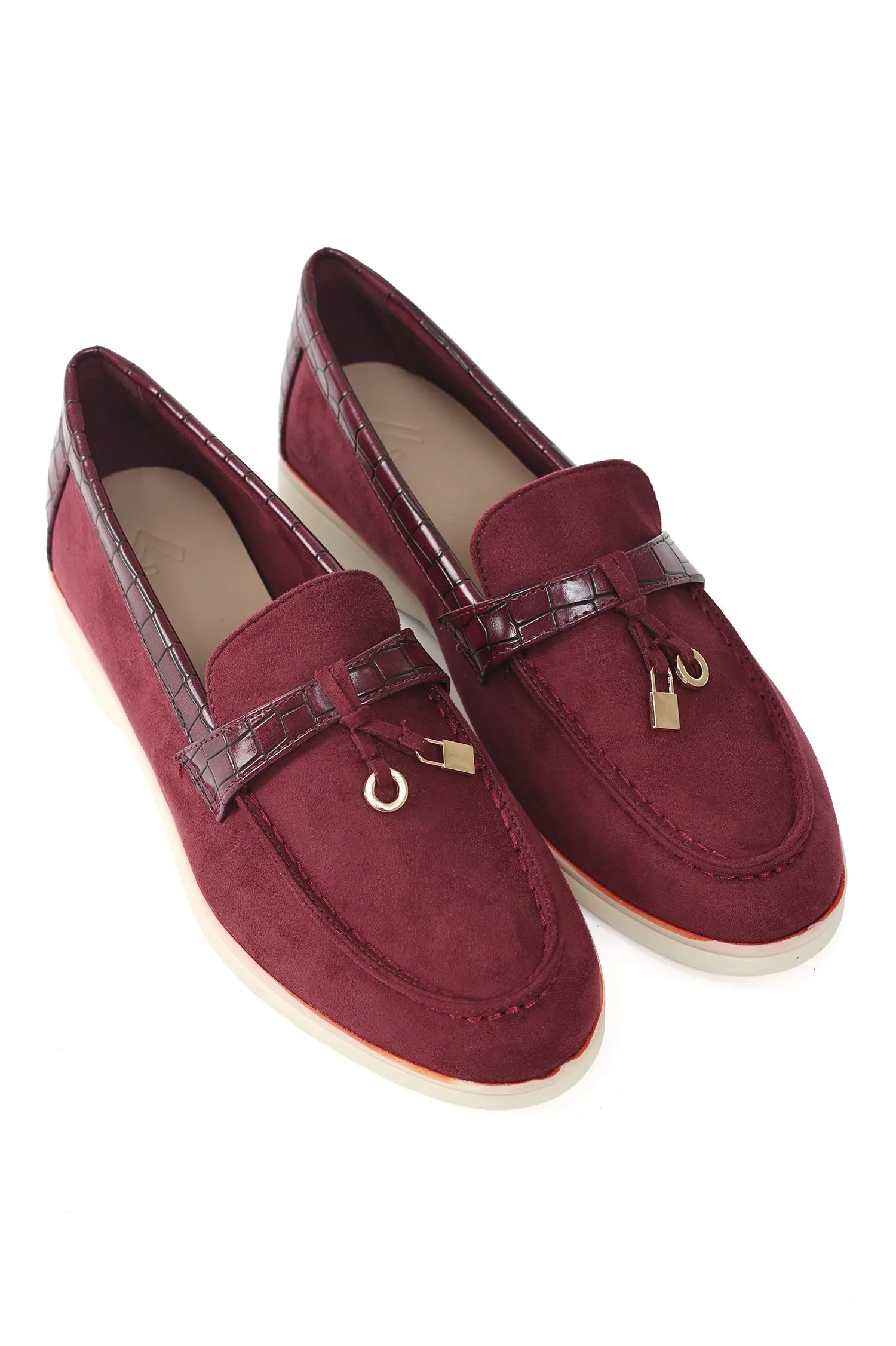 SUEDE CHARM LOAFERS-MAROON