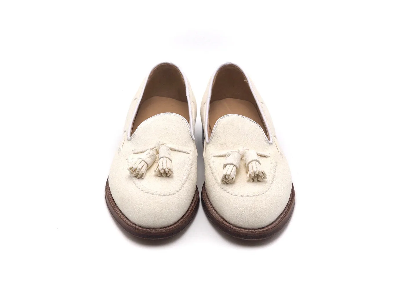 Tassel Moccasin Ivory Calf Suede