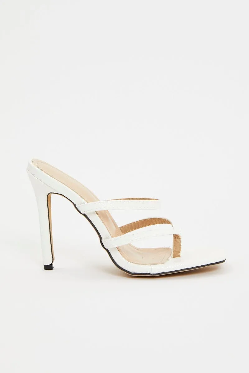 White Strappy Heel Mules