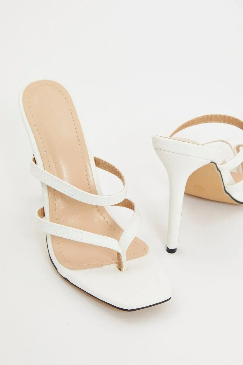 White Strappy Heel Mules