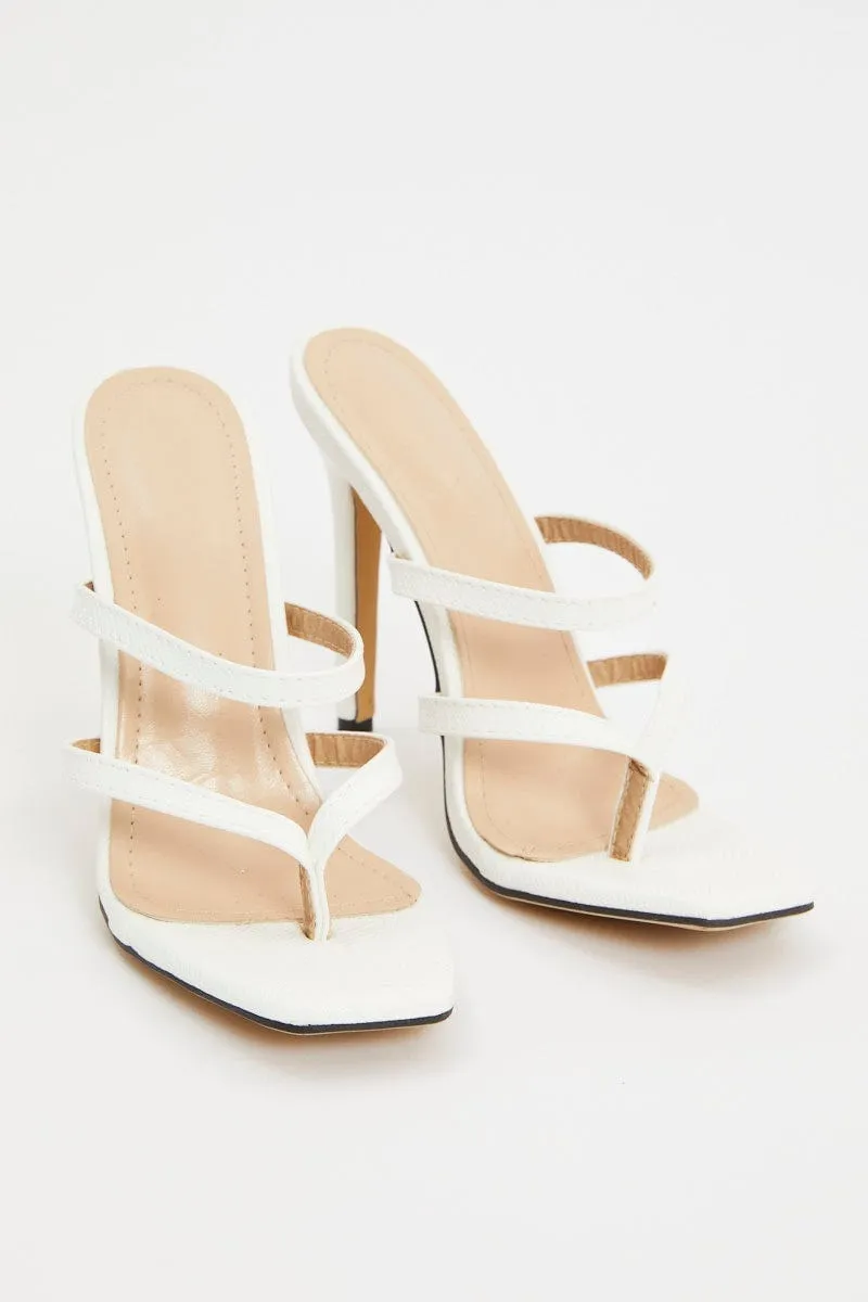 White Strappy Heel Mules