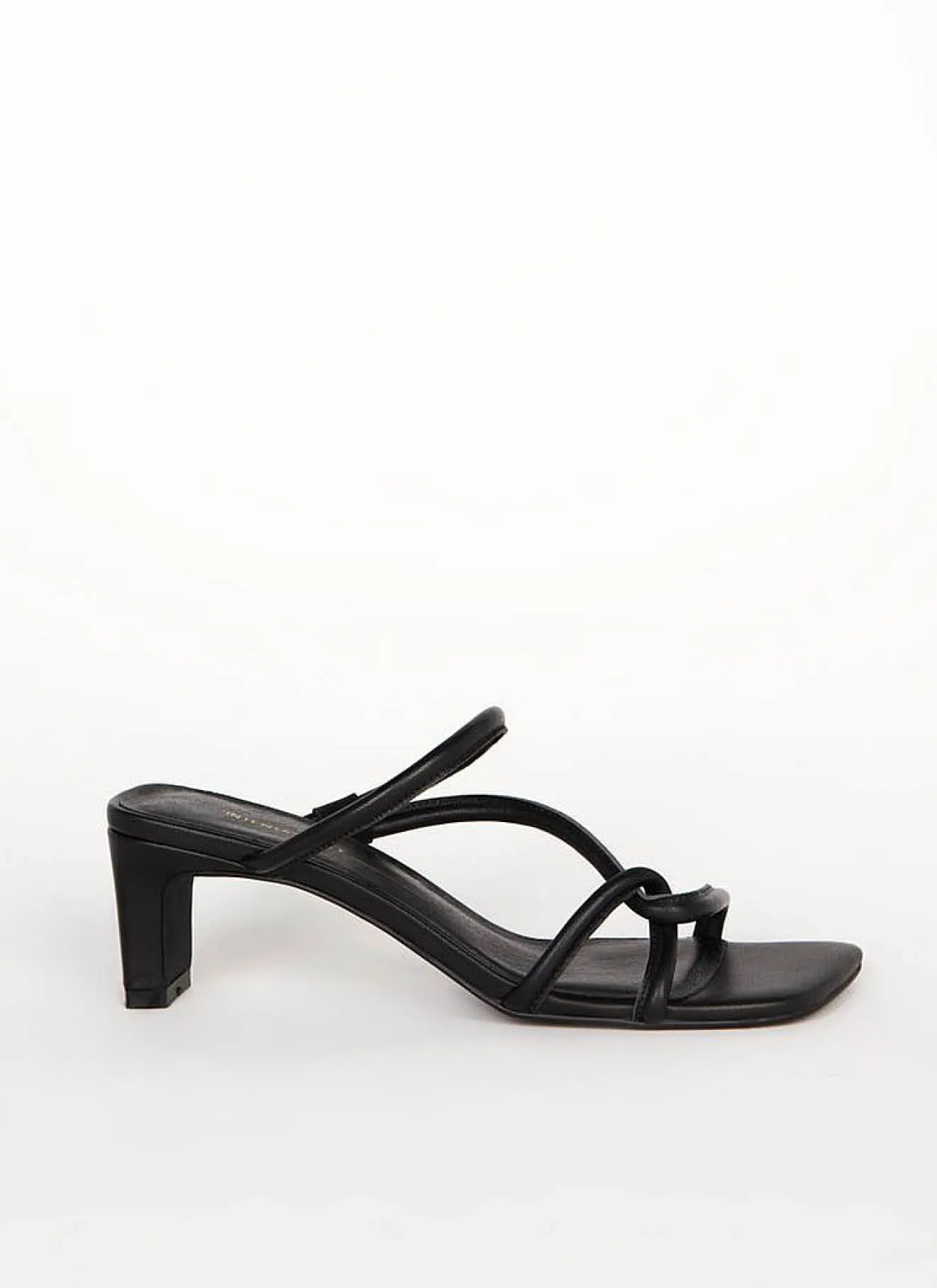 Willow Black Tube Leather Strappy  Heel