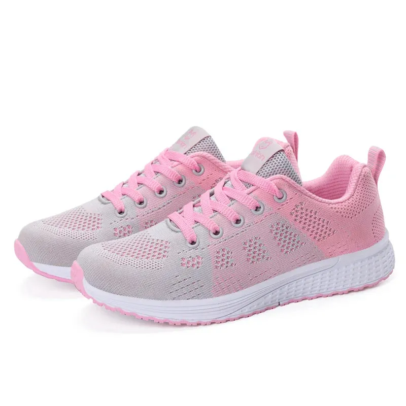 Women Casual Sneakers Breathable Walking Lace Up Flat Shoes Women's Sports Running Outdoor Breathable Tenis Feminino