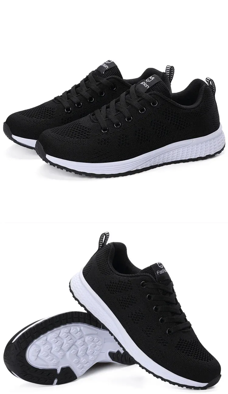 Women Casual Sneakers Breathable Walking Lace Up Flat Shoes Women's Sports Running Outdoor Breathable Tenis Feminino