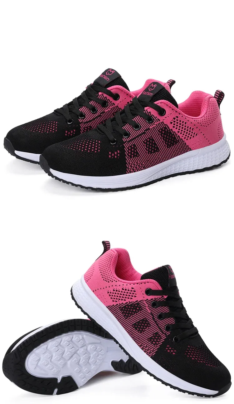 Women Casual Sneakers Breathable Walking Lace Up Flat Shoes Women's Sports Running Outdoor Breathable Tenis Feminino