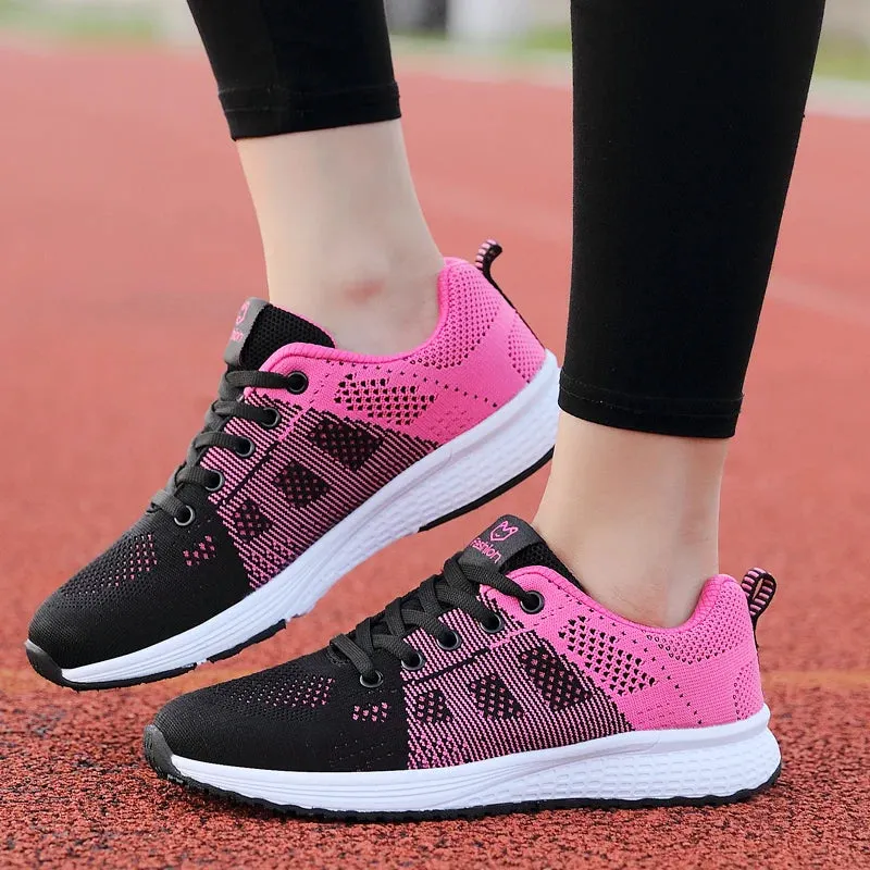 Women Casual Sneakers Breathable Walking Lace Up Flat Shoes Women's Sports Running Outdoor Breathable Tenis Feminino