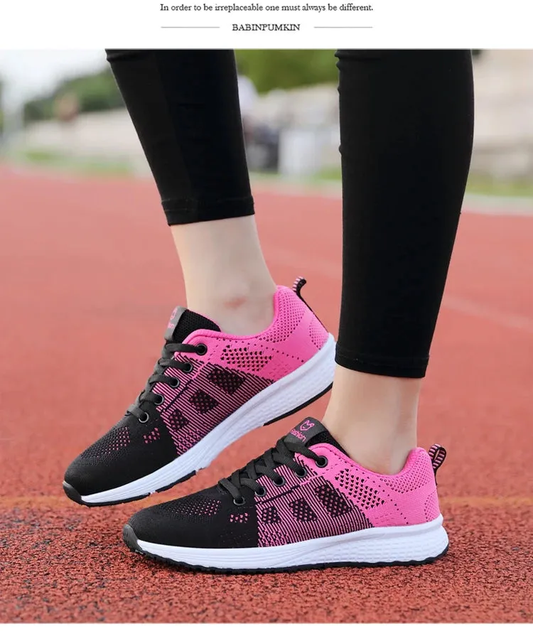 Women Casual Sneakers Breathable Walking Lace Up Flat Shoes Women's Sports Running Outdoor Breathable Tenis Feminino