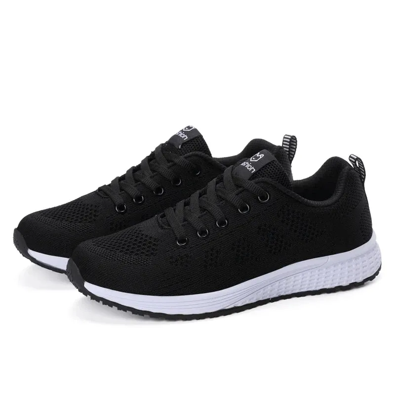 Women Casual Sneakers Breathable Walking Lace Up Flat Shoes Women's Sports Running Outdoor Breathable Tenis Feminino