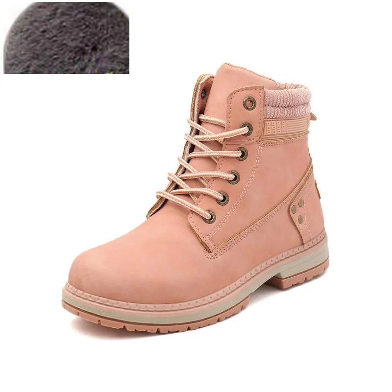 Women winter fall short chunky platform lace up boots