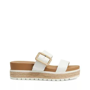 Women's Shoes MIA KENZY Platform Espadrille Slide Sandals MH1916 WHITE