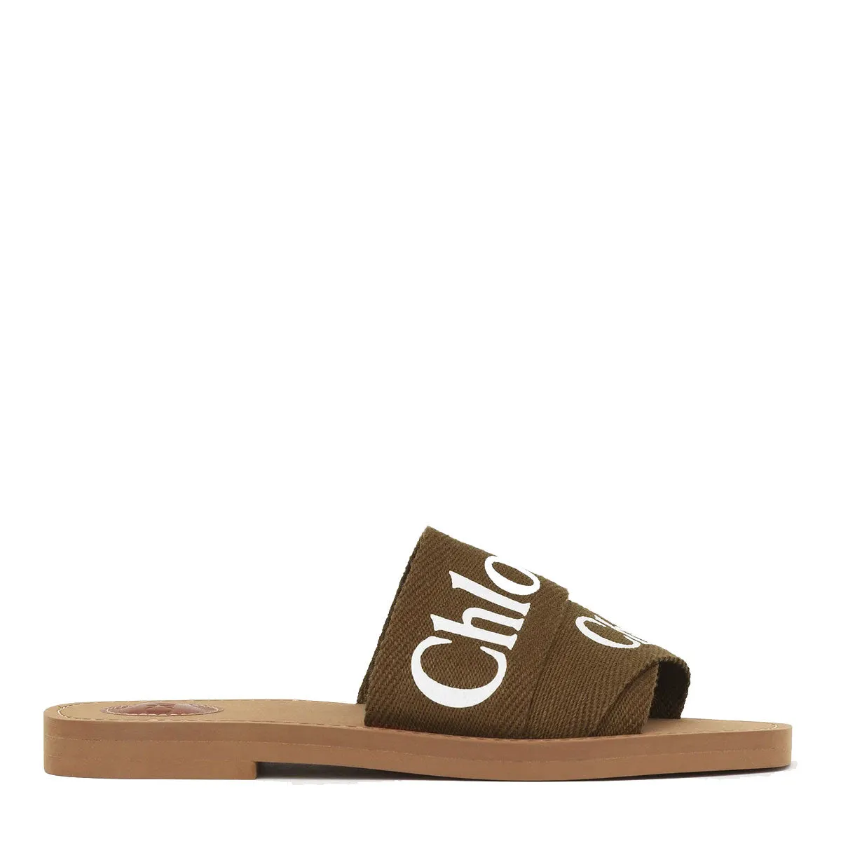 Woody Logo Linen Slide, Grove Brown