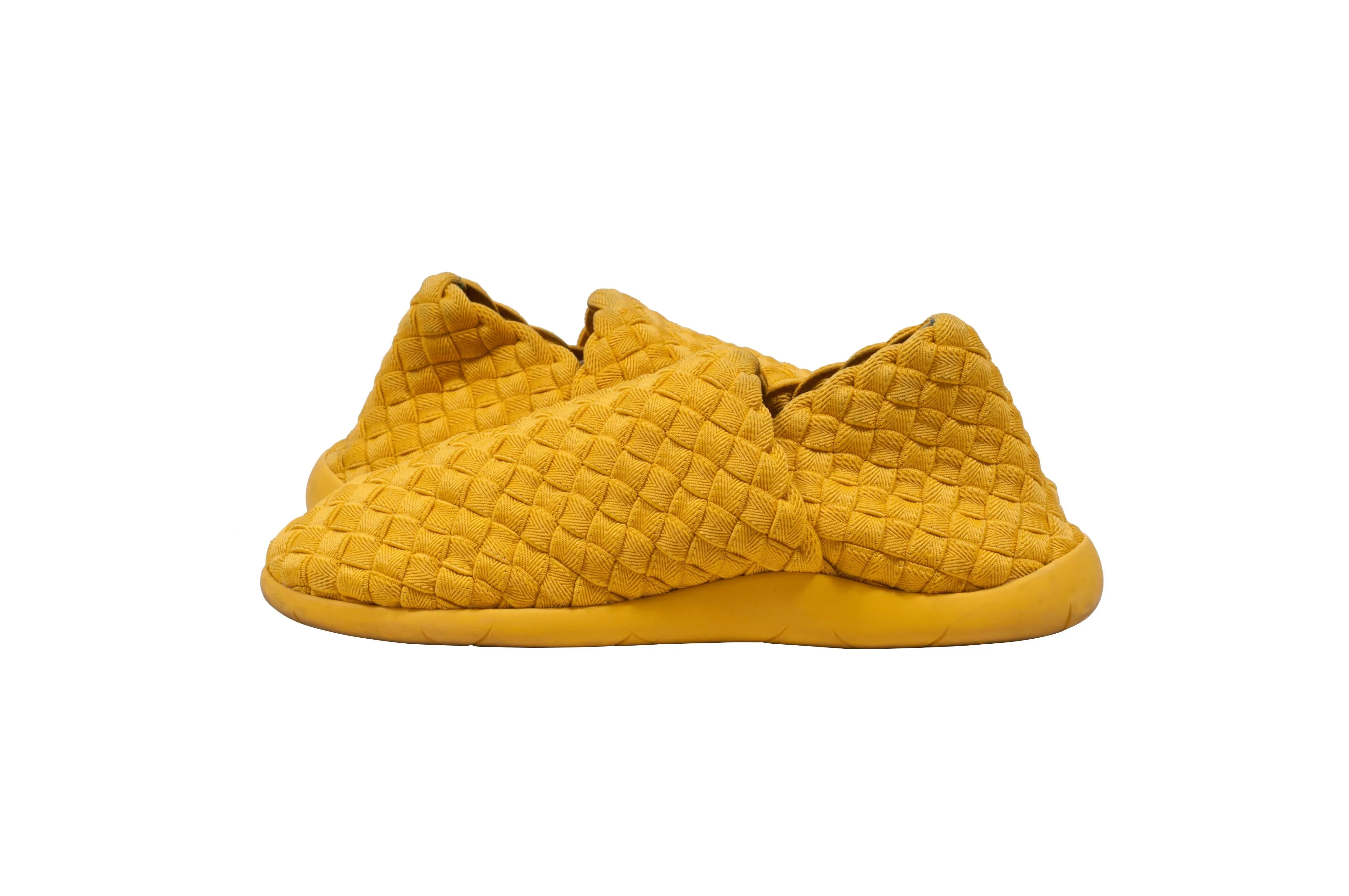 Yellow Intrecciato Slip-On Sneakers